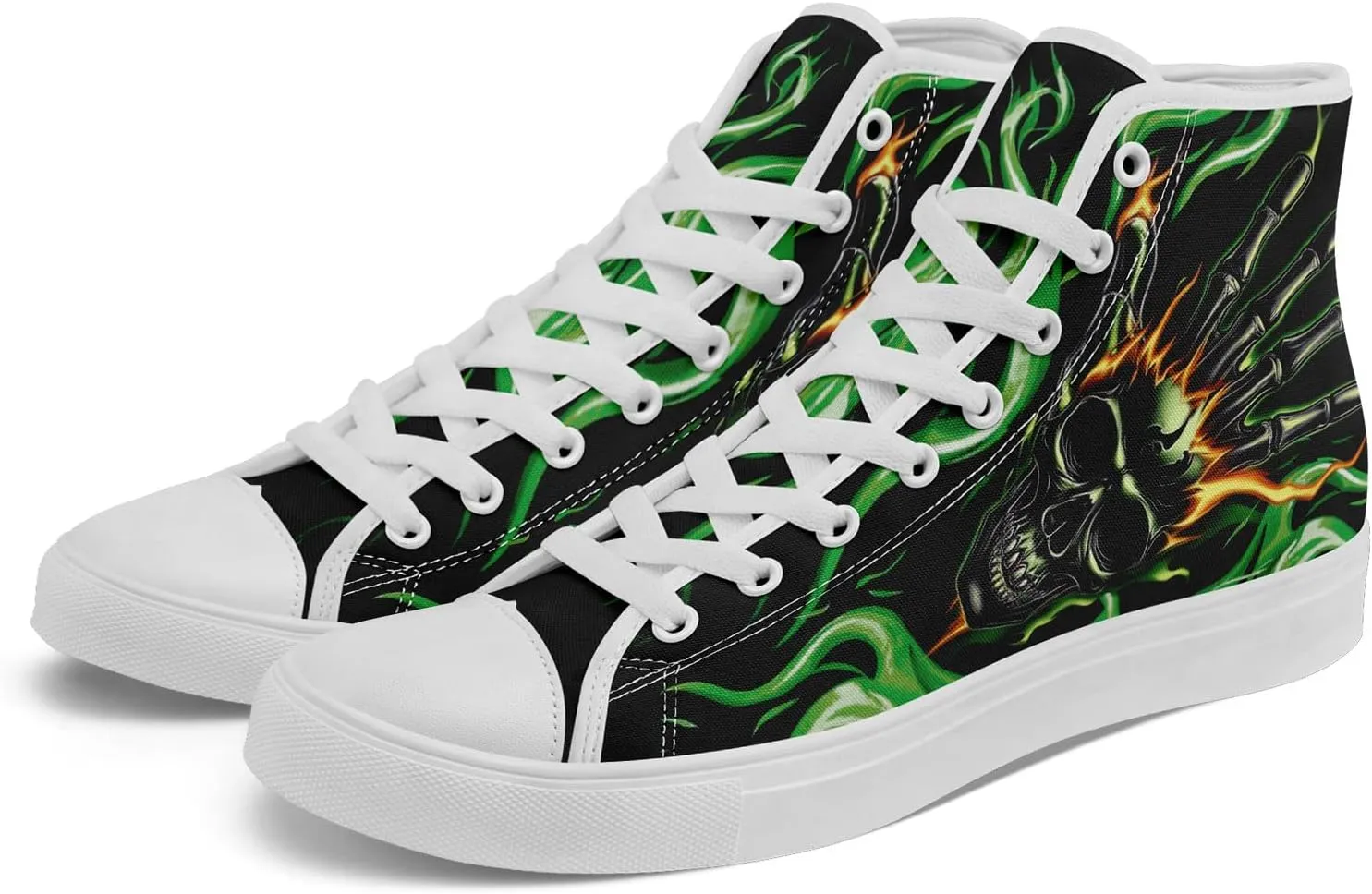 Skull Canvas Shoes High Tops Sneaker Lace Up Casual Walking Shoes Fashion Tennis Shoes