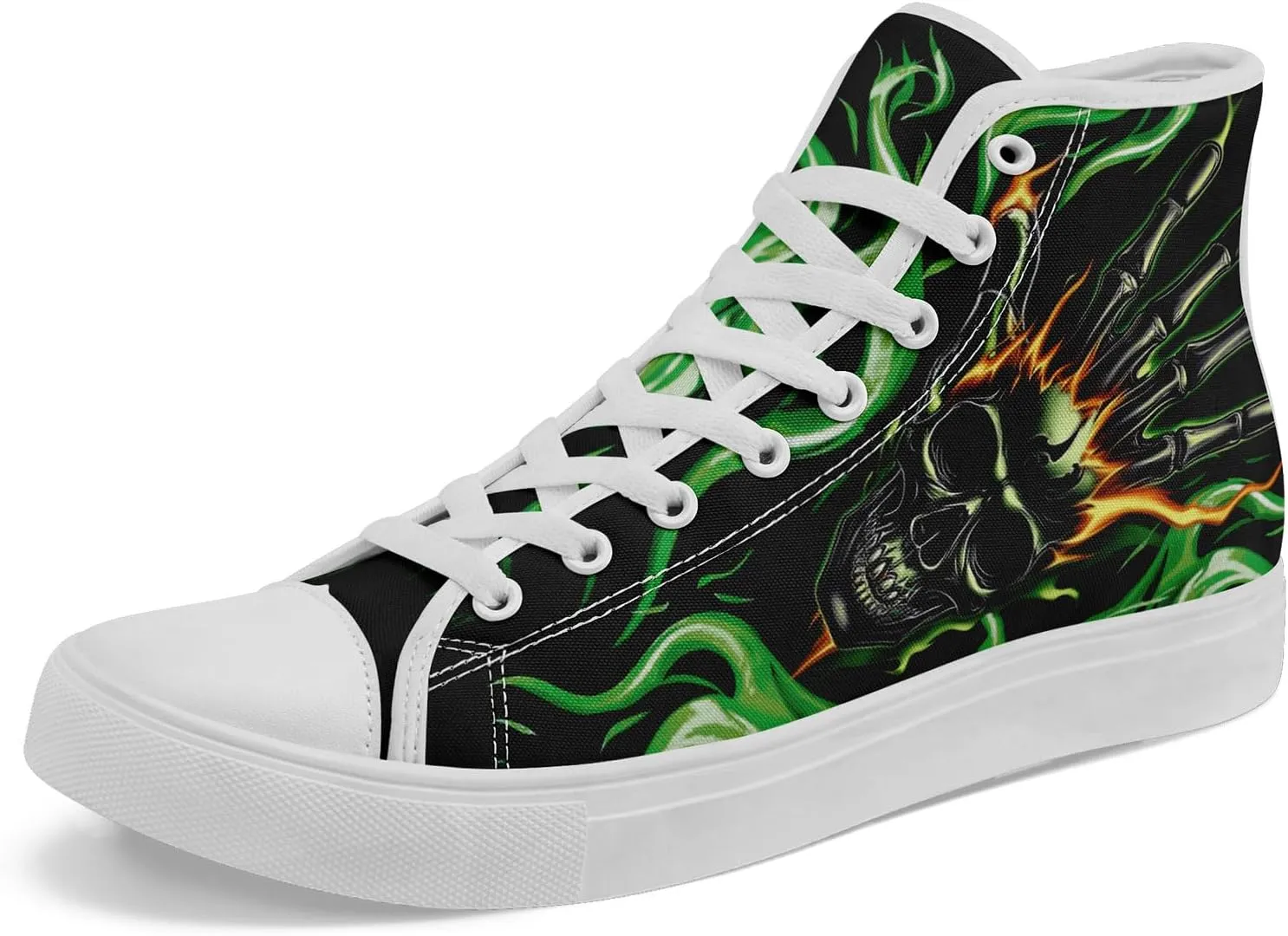 Skull Canvas Shoes High Tops Sneaker Lace Up Casual Walking Shoes Fashion Tennis Shoes