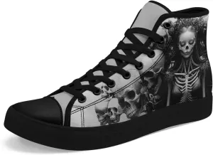 Skull Canvas Shoes High Tops Sneaker Lace Up Casual Walking Shoes Fashion Tennis Shoes