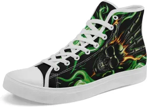 Skull Canvas Shoes High Tops Sneaker Lace Up Casual Walking Shoes Fashion Tennis Shoes
