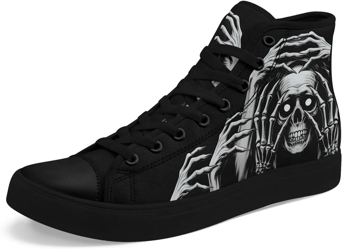 Skull Canvas Shoes High Tops Sneaker Lace Up Casual Walking Shoes Fashion Tennis Shoes