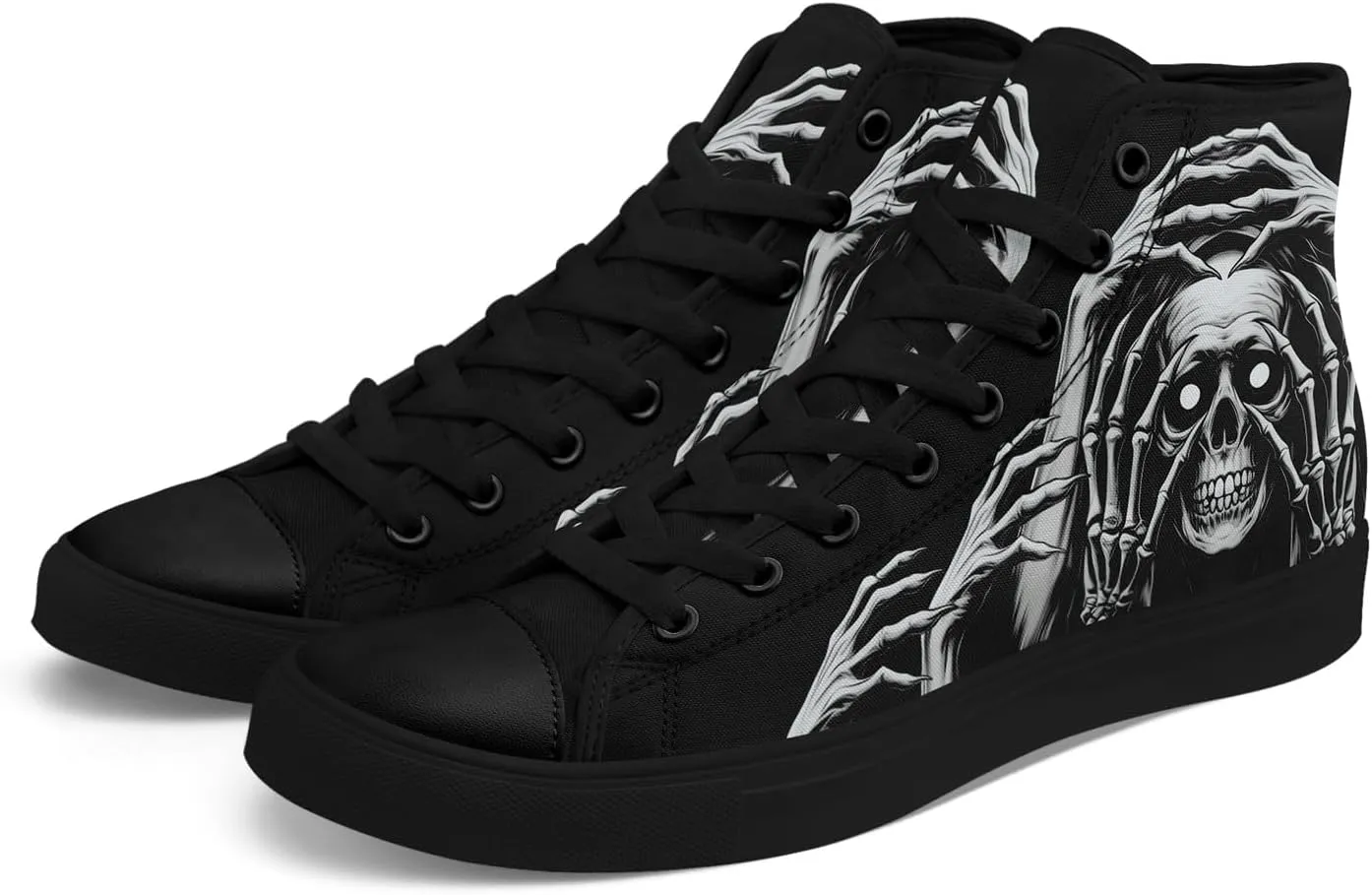 Skull Canvas Shoes High Tops Sneaker Lace Up Casual Walking Shoes Fashion Tennis Shoes