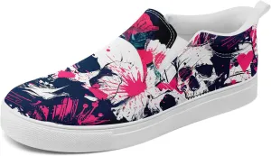 Skull Canvas Shoes Slip On Fashion Sneakers Low Top Casual Shoes Non Slip Loafers