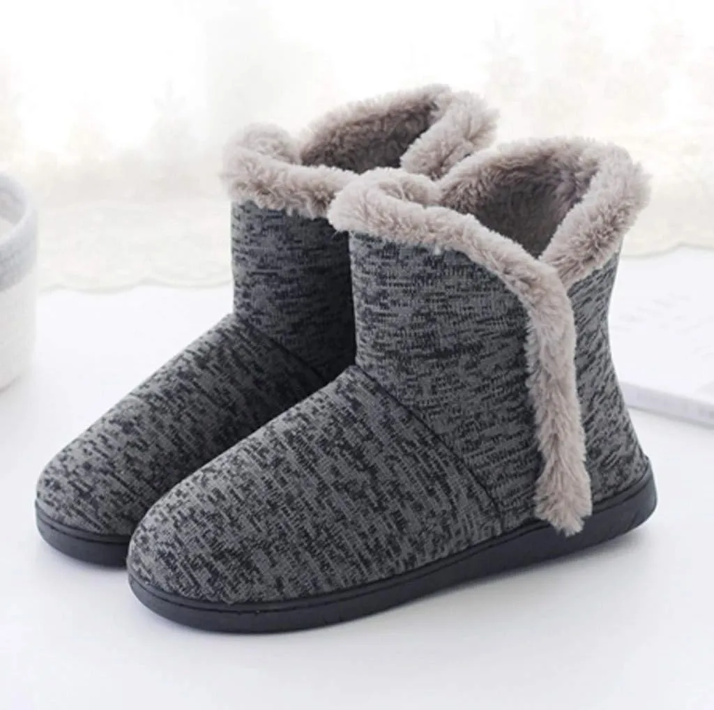 Slippers for Women Memory Foam,Fuzzy Slippers Boots Cozy Faux Fur House Shoes Rubber Sole Anti-Skid for Indoor Outdoor Use