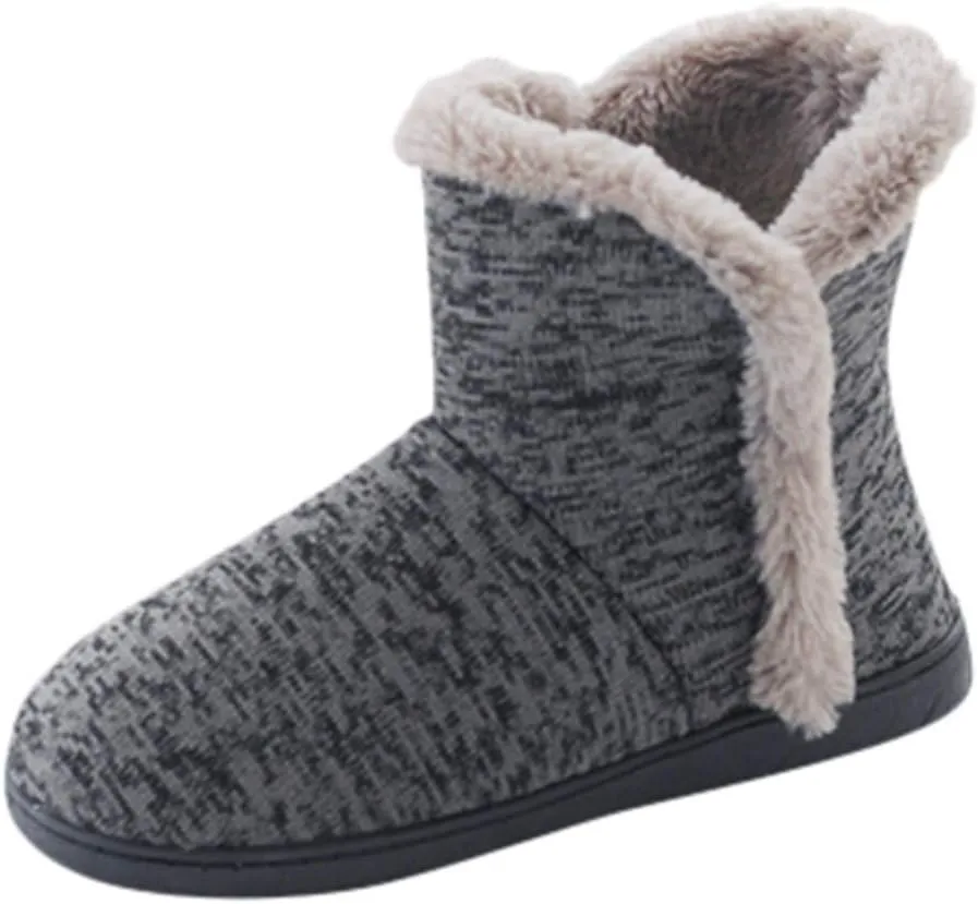 Slippers for Women Memory Foam,Fuzzy Slippers Boots Cozy Faux Fur House Shoes Rubber Sole Anti-Skid for Indoor Outdoor Use