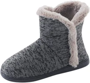 Slippers for Women Memory Foam,Fuzzy Slippers Boots Cozy Faux Fur House Shoes Rubber Sole Anti-Skid for Indoor Outdoor Use