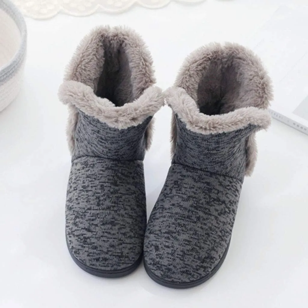 Slippers for Women Memory Foam,Fuzzy Slippers Boots Cozy Faux Fur House Shoes Rubber Sole Anti-Skid for Indoor Outdoor Use