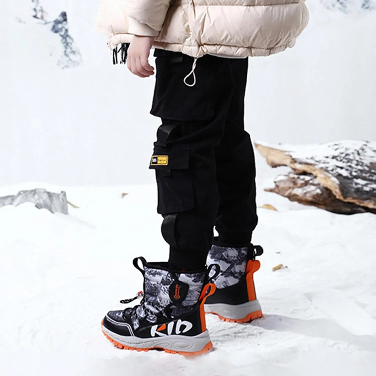 Snow Boots for Boy Girls Winter Boots Insulated Faux Fur Hiking Boots Fuzzy Zip up Warm Lined Short Boot Cold Weather