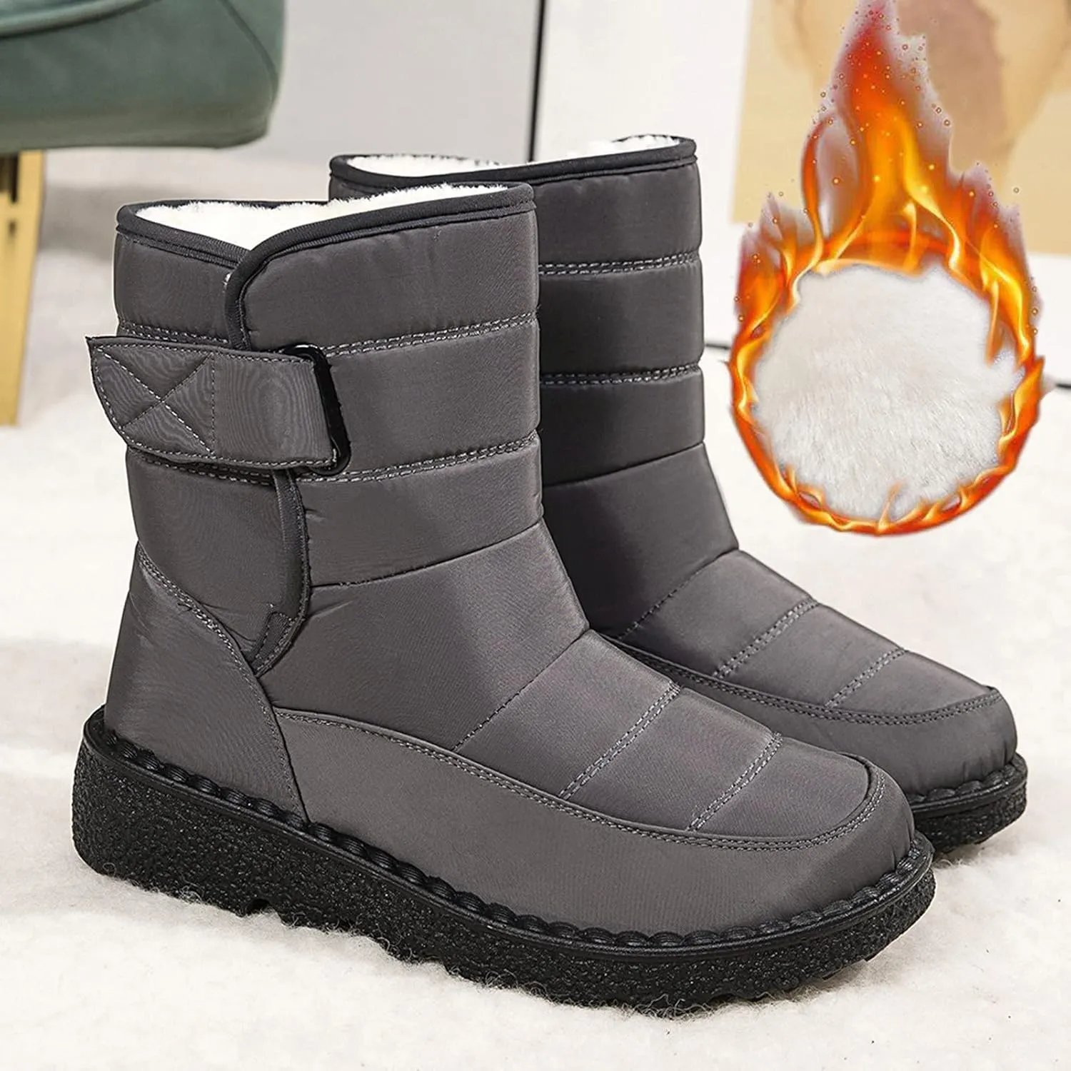 Snow Boots for Women Waterproof Mid Calf Boots for Women Girls Snow Winter Short Boots For Women Outdoor Warm Booties