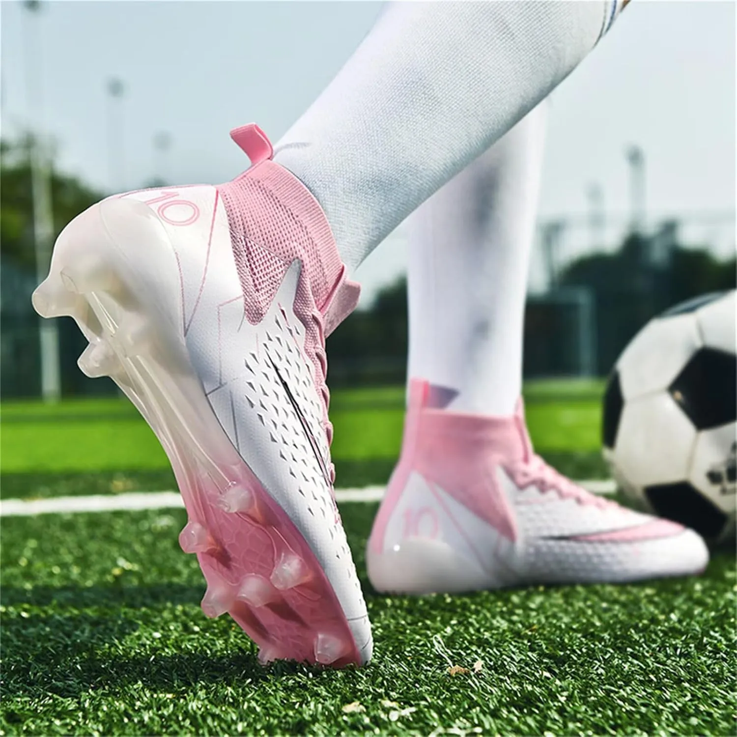 Soccer Cleats for Mens Womens Soccer Shoes High top Outdoor Footall Boots Ankle Professional Training Sneakers