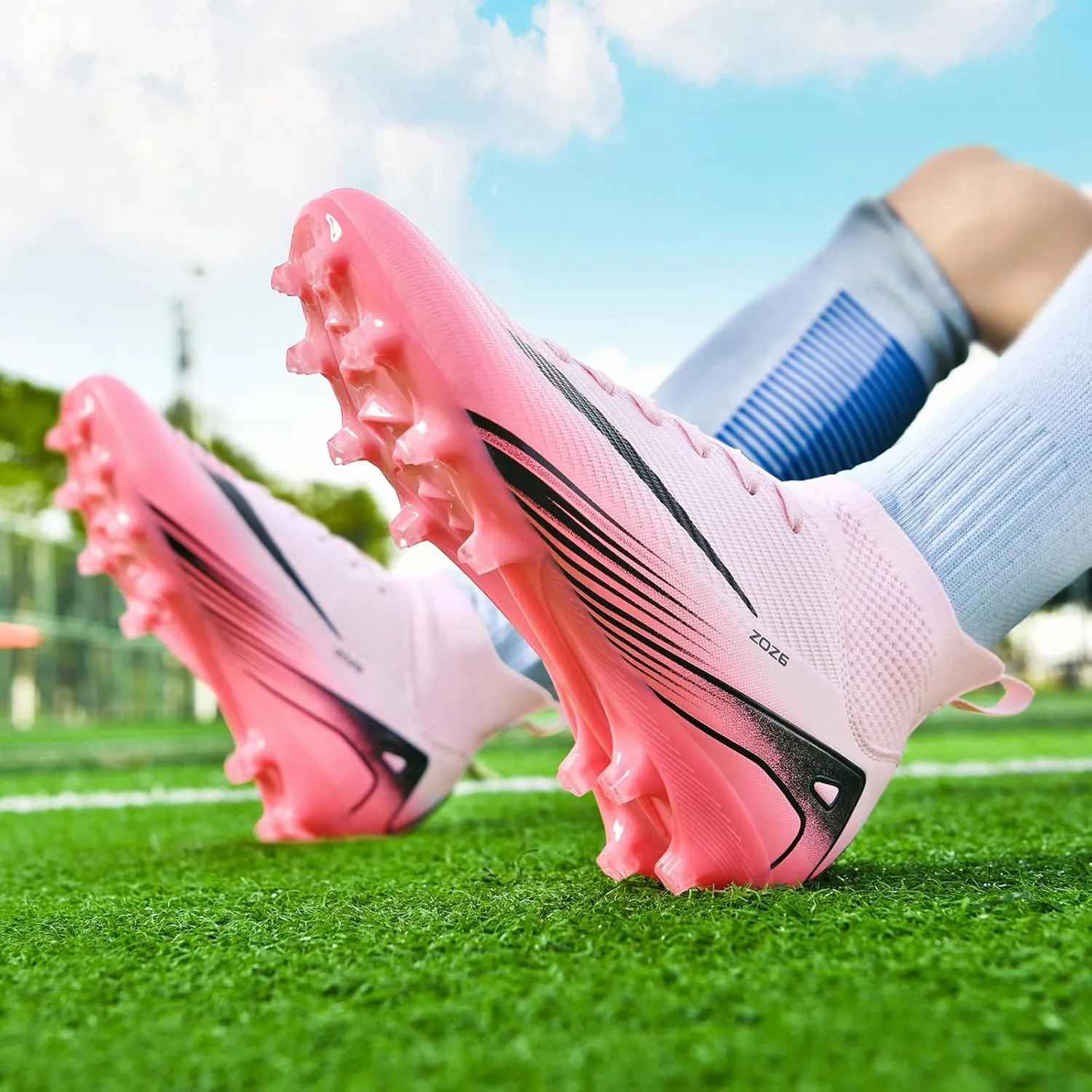 Soccer Cleats for Mens Womens Turf Soccer Shoes Indoor Unisex Football Boots AG FG TF Wide Training Sneaker Outdoor