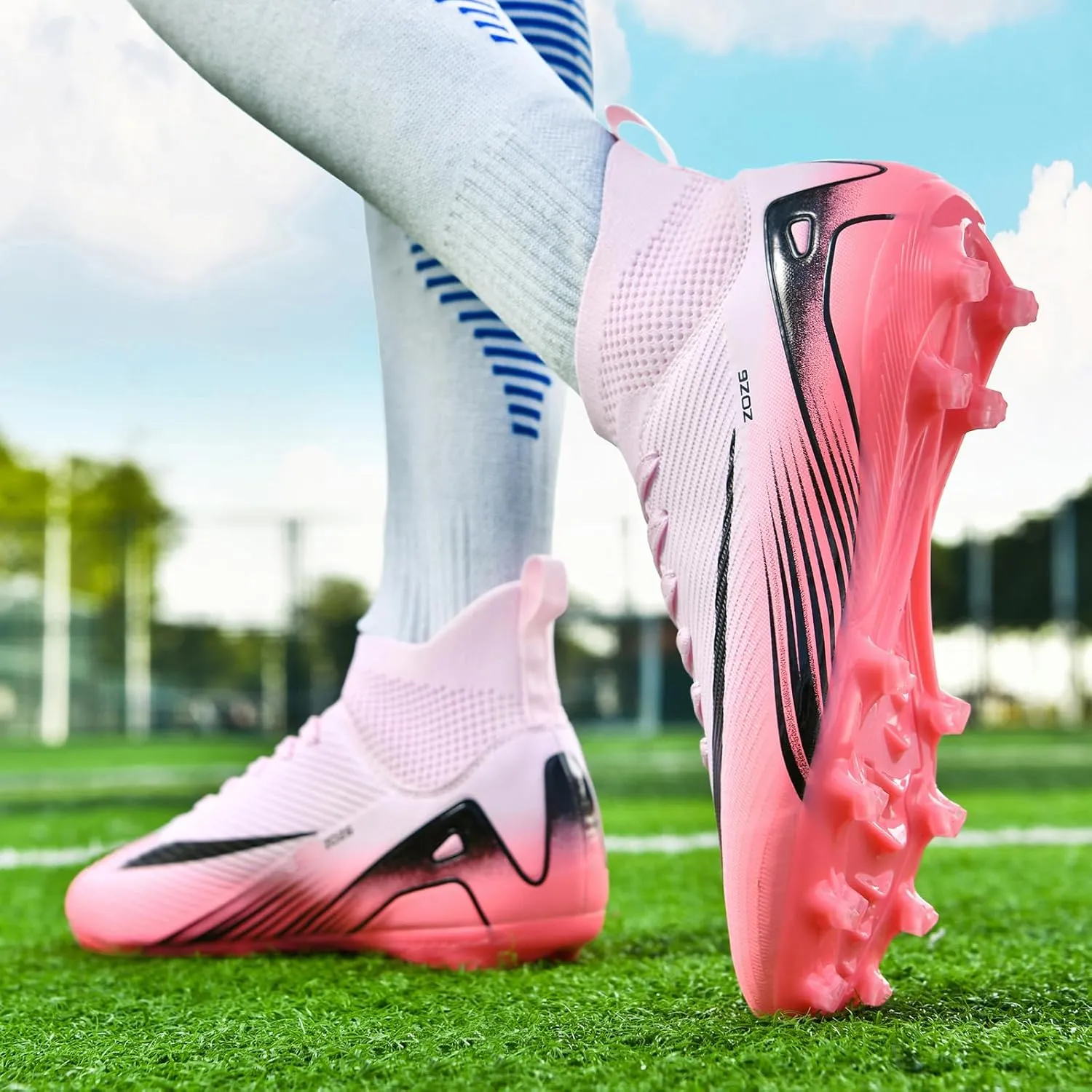 Soccer Cleats for Mens Womens Turf Soccer Shoes Indoor Unisex Football Boots AG FG TF Wide Training Sneaker Outdoor