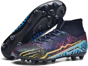 Soccer Cleats for Mens Womens Youth FG Football Boots Outdoor Comfortable Breathable Training Sneaker Shoes High Top