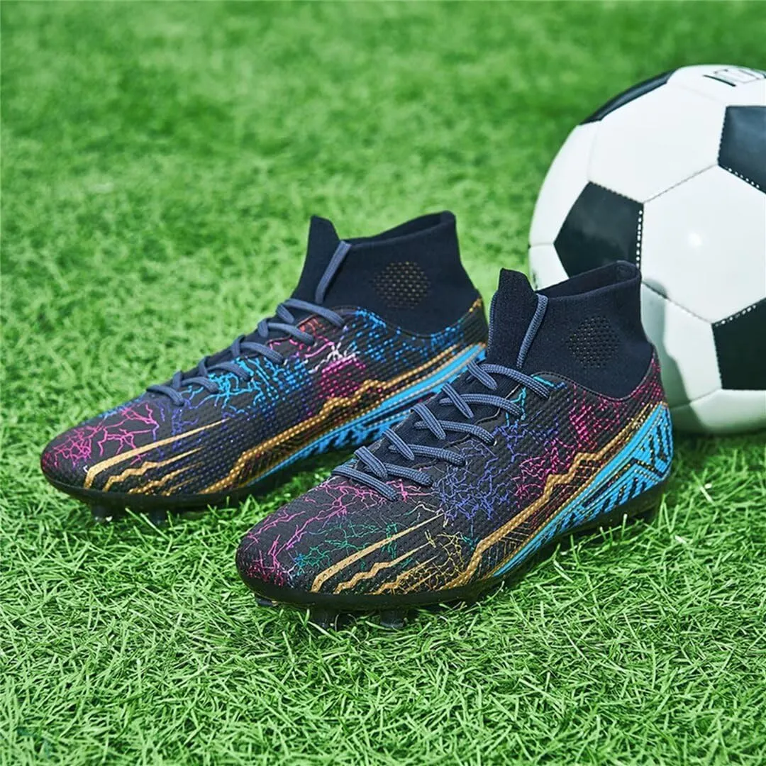 Soccer Cleats for Mens Womens Youth FG Football Boots Outdoor Comfortable Breathable Training Sneaker Shoes High Top