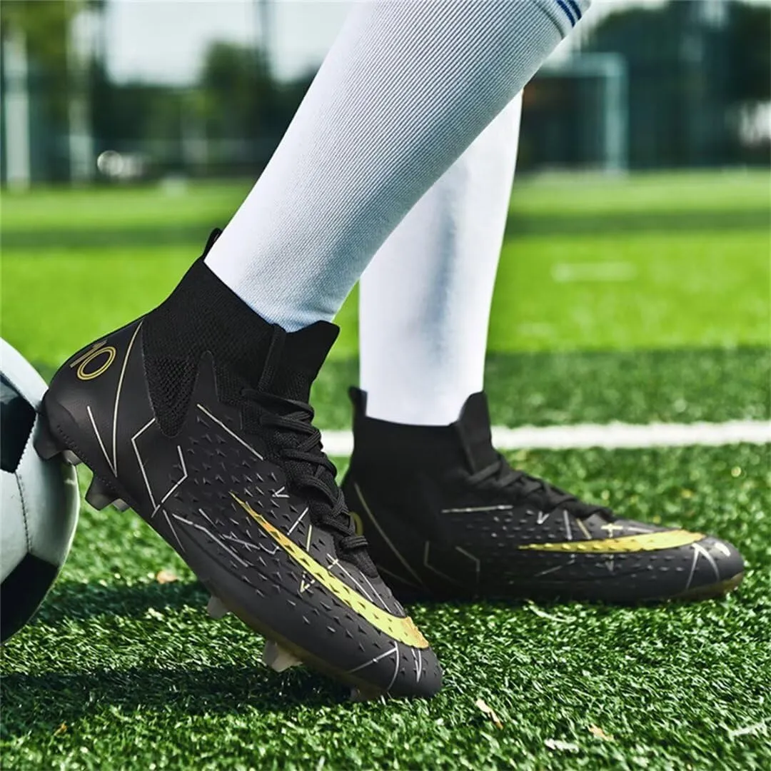 Soccer Cleats for Mens Womens Youth FG Football Boots Outdoor Comfortable Breathable Training Sneaker Shoes High Top