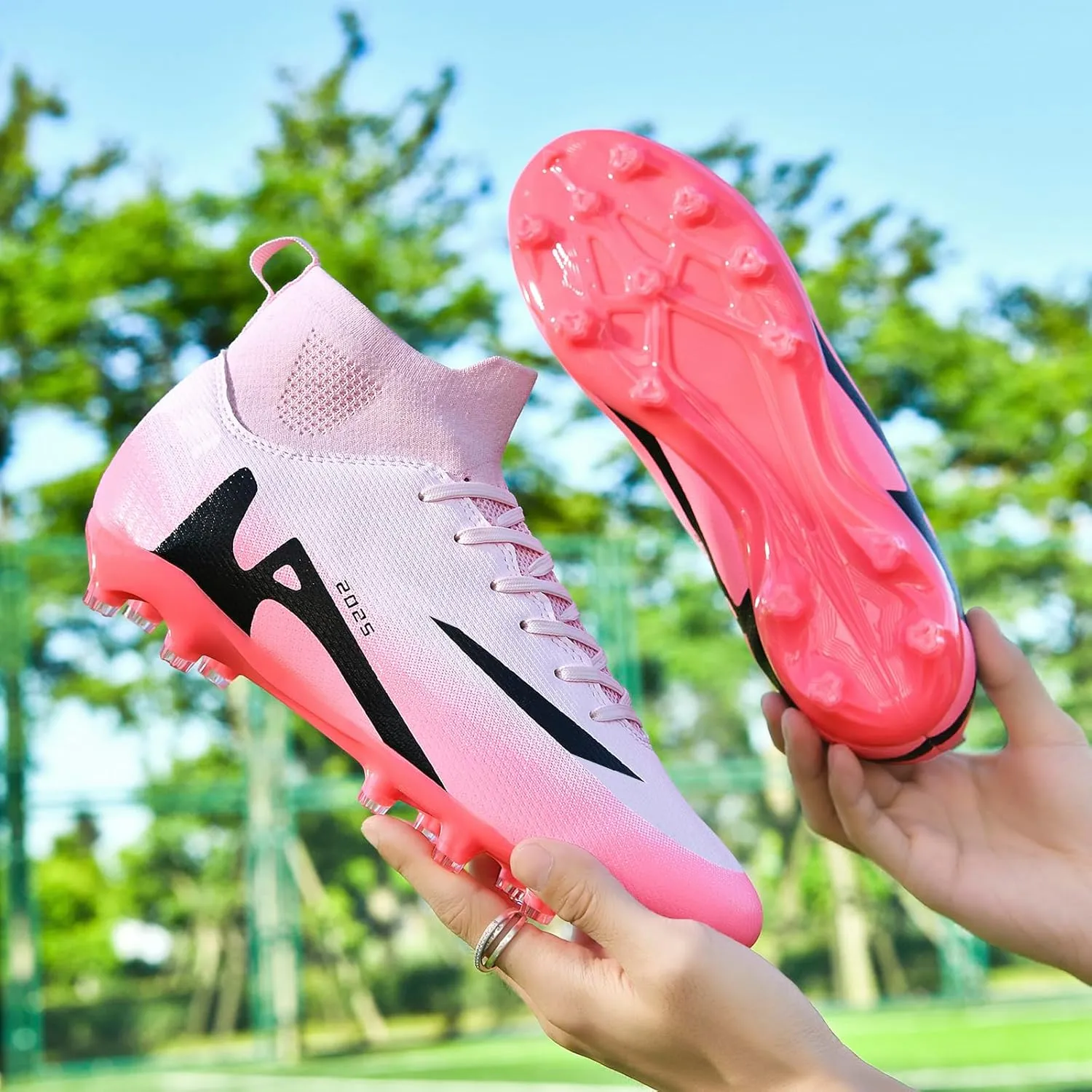 Soccer Cleats for Womens Mens Outdoor Unisex Turf Shoes Youth Rugby Shoes Adult AG FG TF Football Boots Wide Training Sneaker