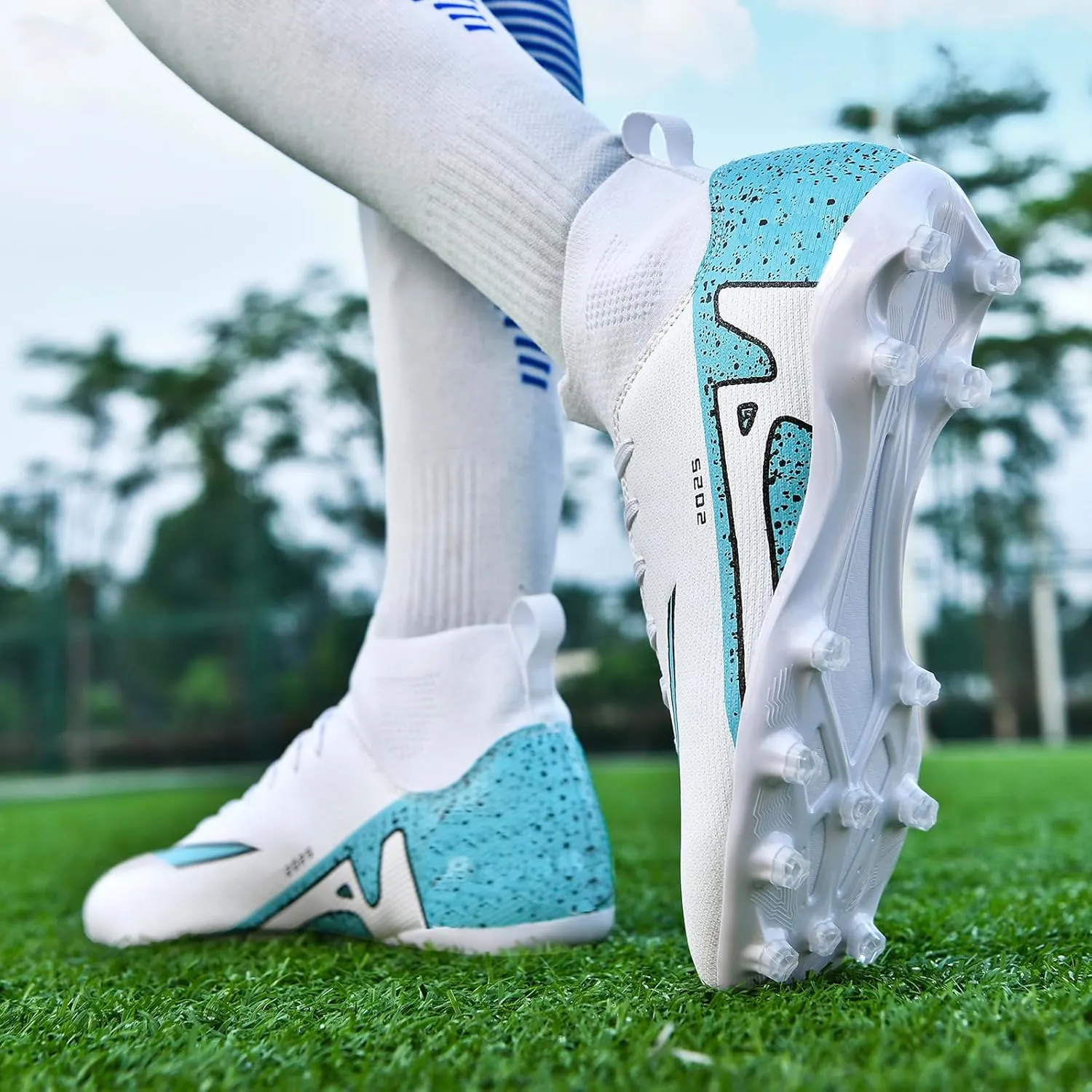 Soccer Cleats for Womens Mens Outdoor Unisex Turf Shoes Youth Rugby Shoes Adult AG FG TF Football Boots Wide Training Sneaker