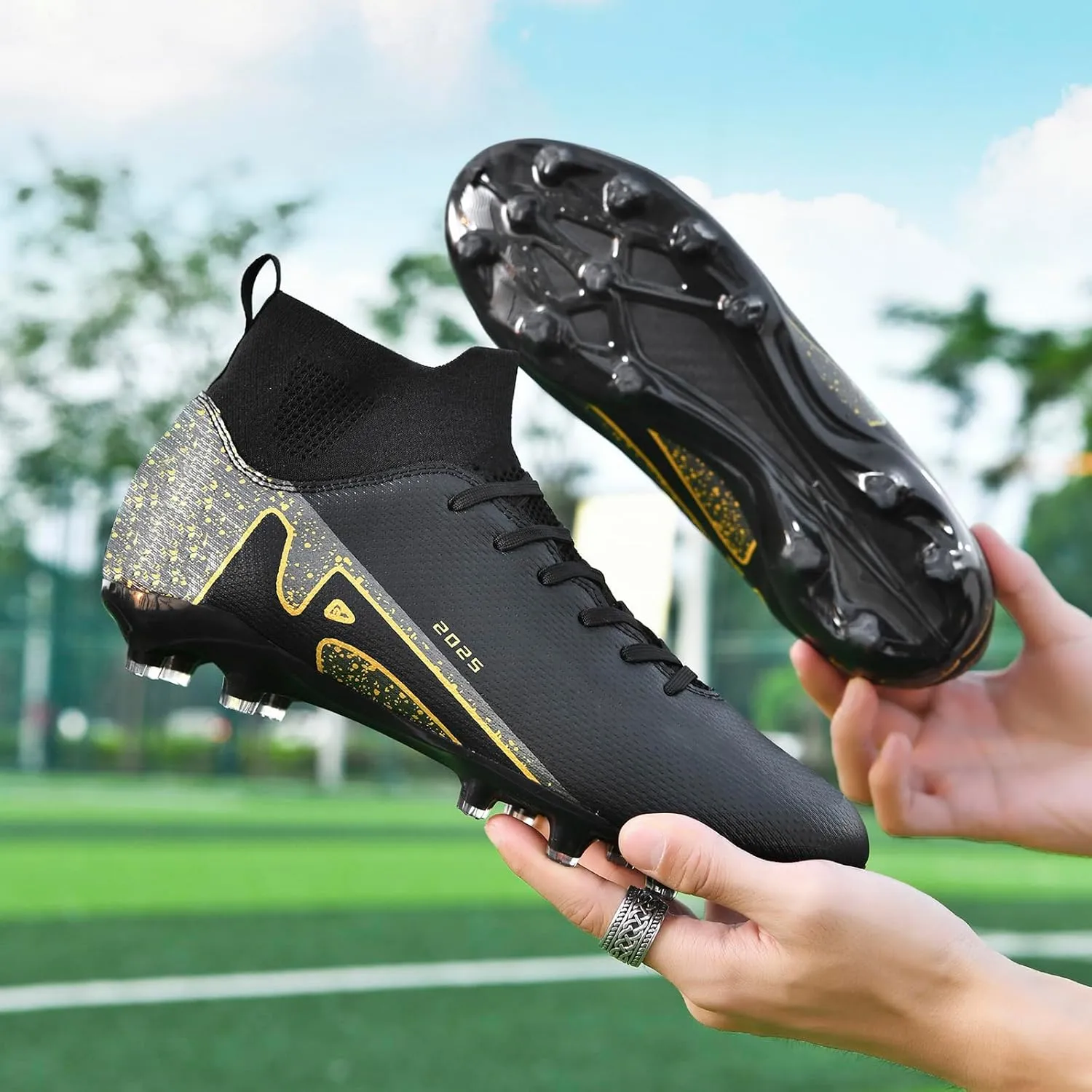 Soccer Cleats for Womens Mens Outdoor Unisex Turf Shoes Youth Rugby Shoes Adult AG FG TF Football Boots Wide Training Sneaker