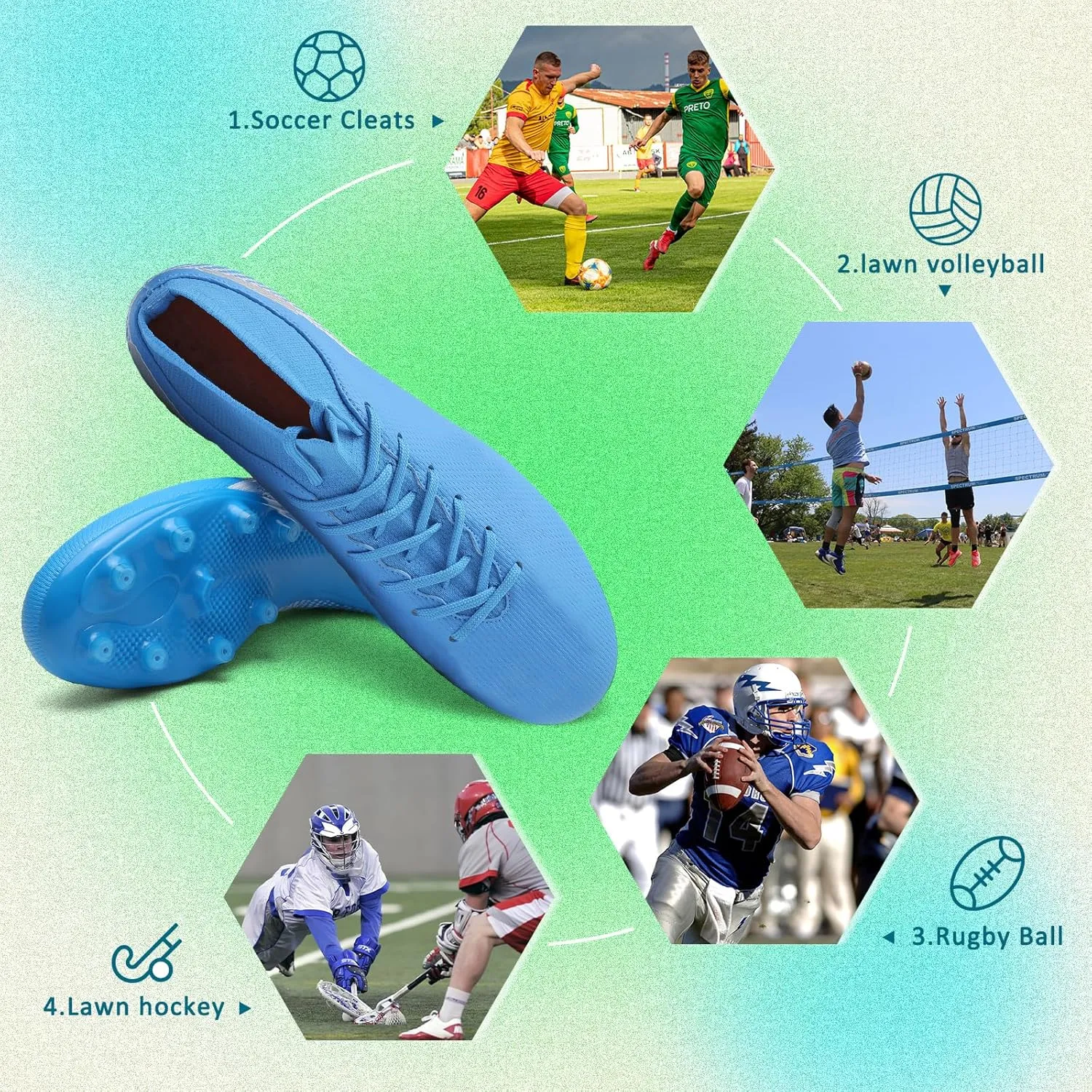 Soccer Cleats Mens Women Outdoor Soccer Shoes for Big Boy AG/FG