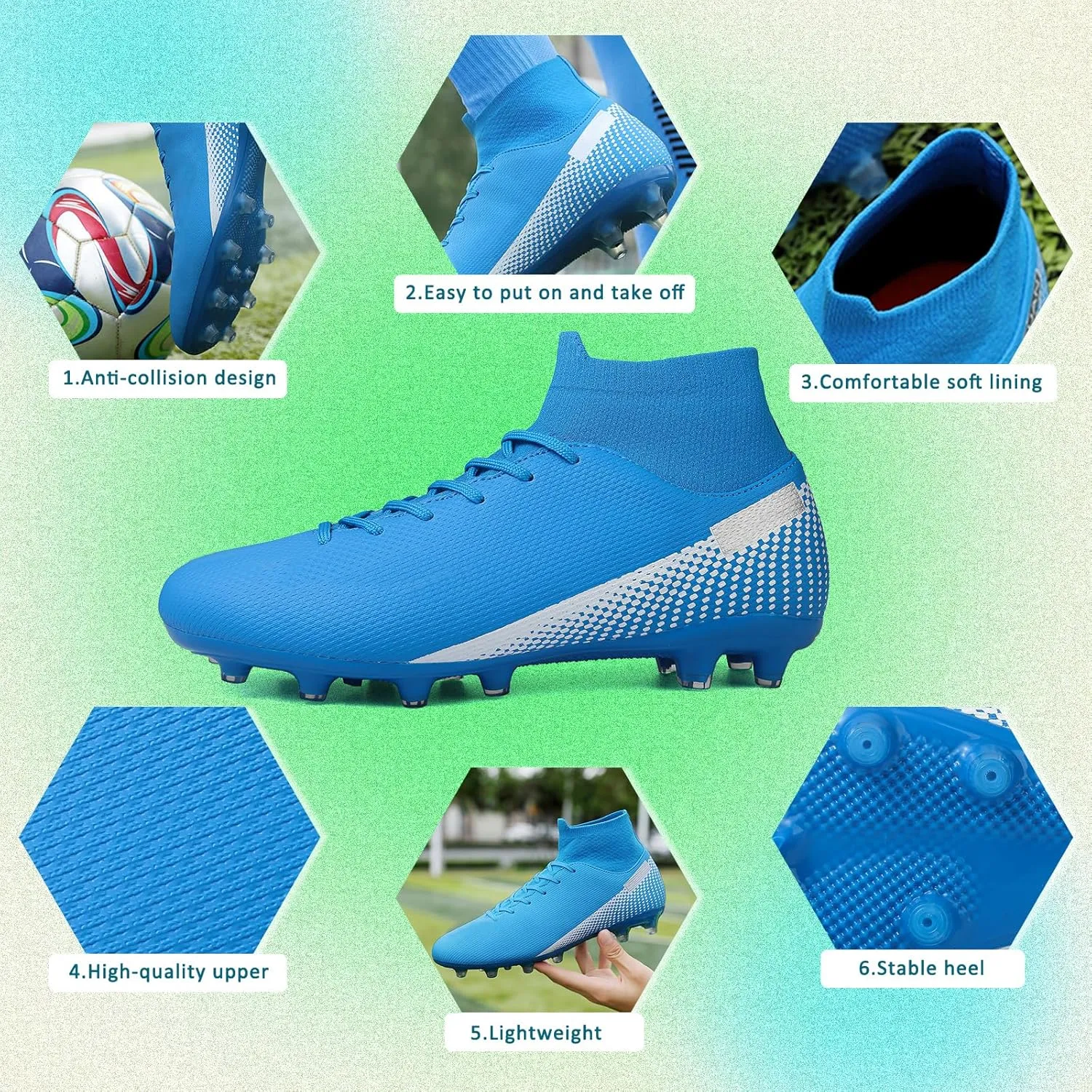 Soccer Cleats Mens Women Outdoor Soccer Shoes for Big Boy AG/FG