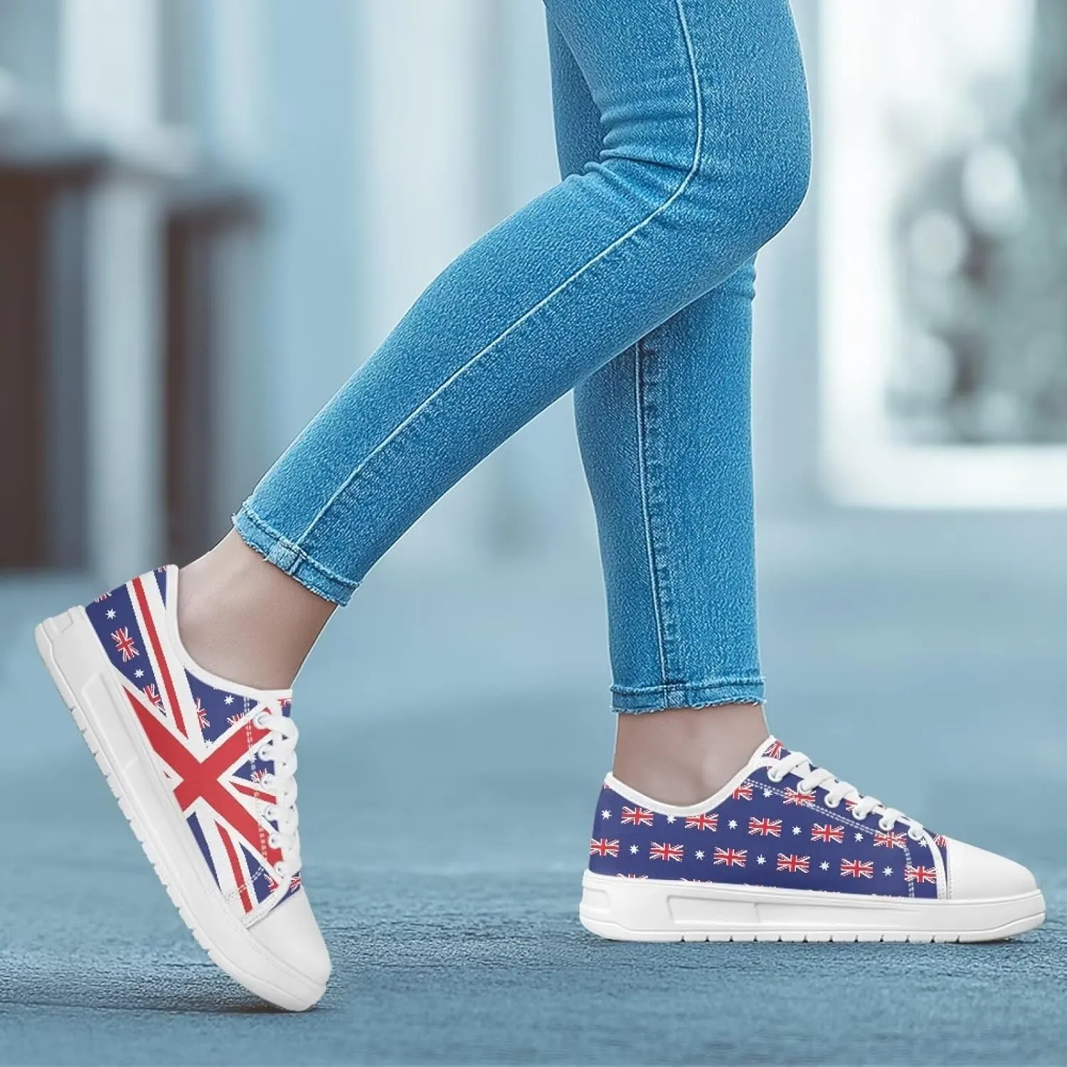 Summer Womens Casual Sneakers Trendy & Comfy Women Canvas Shoes with Flag Pattern