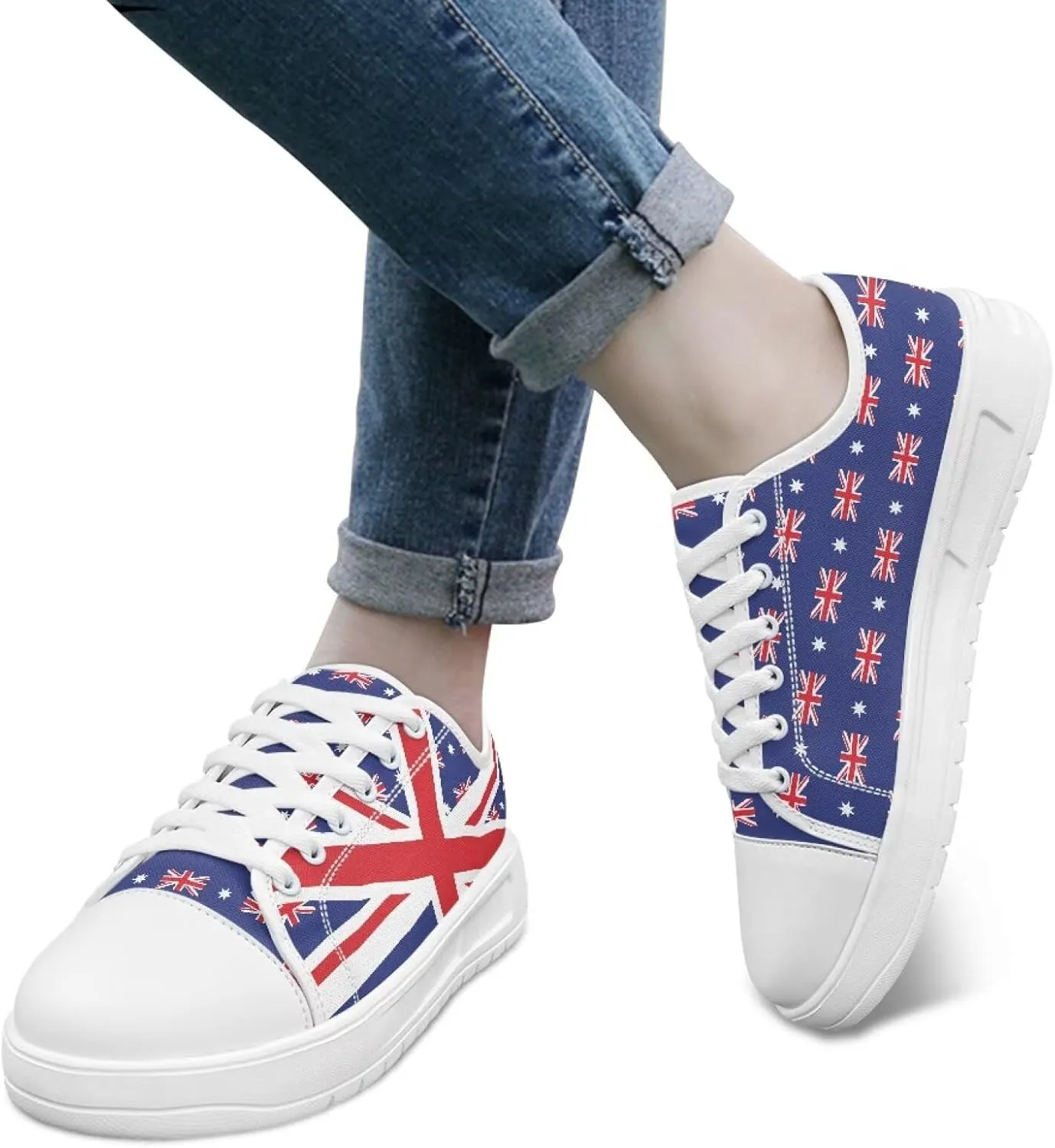 Summer Womens Casual Sneakers Trendy & Comfy Women Canvas Shoes with Flag Pattern