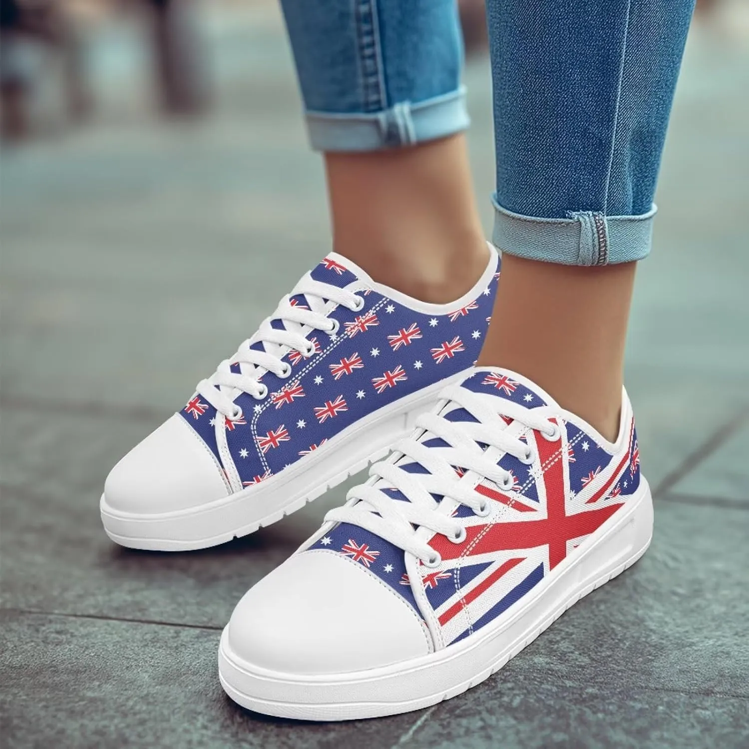 Summer Womens Casual Sneakers Trendy & Comfy Women Canvas Shoes with Flag Pattern