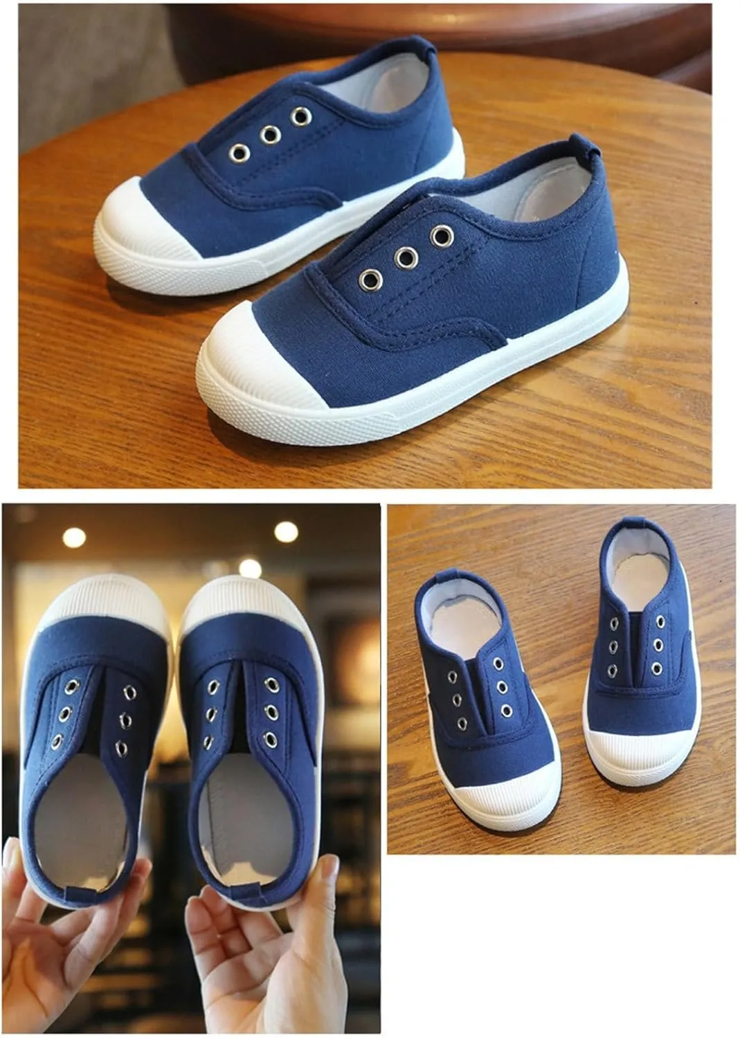 Toddler Boys Girls Low Top Canvas Slip On Shoes Lightweight Kids Sneakers School Runing Tennis Shoes Casual