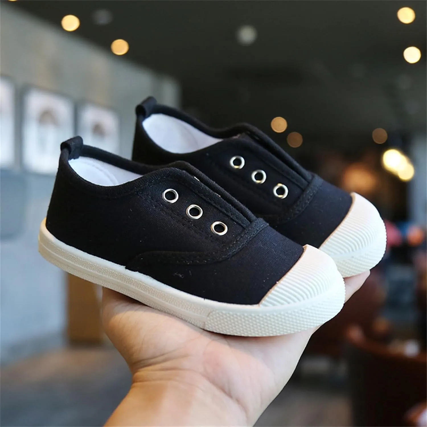 Toddler Boys Girls Low Top Canvas Slip On Shoes Lightweight Kids Sneakers School Runing Tennis Shoes Casual
