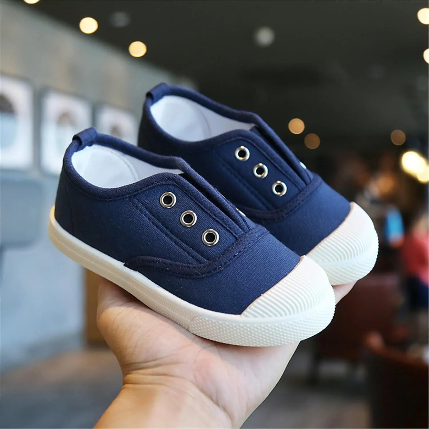 Toddler Boys Girls Low Top Canvas Slip On Shoes Lightweight Kids Sneakers School Runing Tennis Shoes Casual