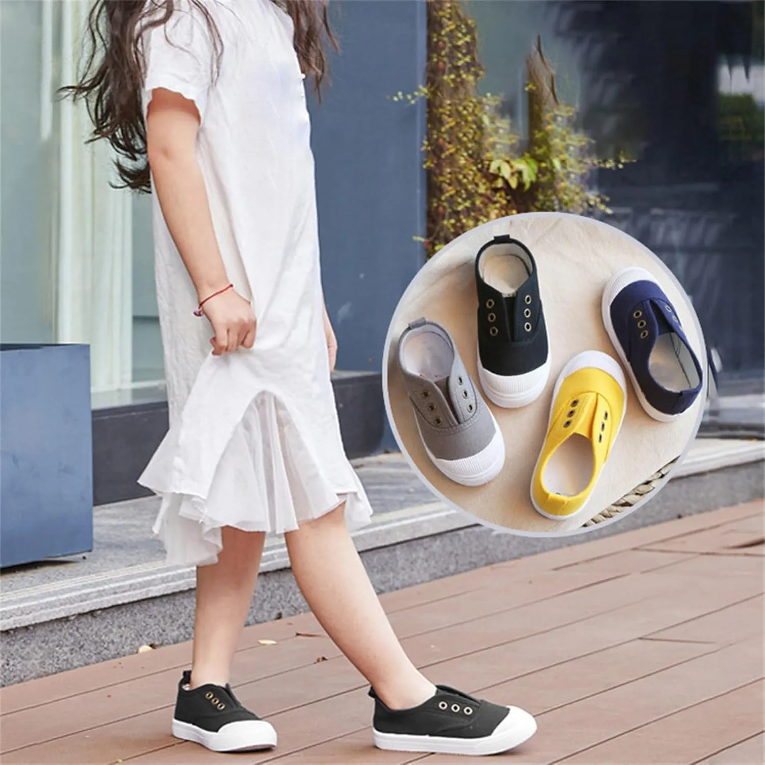 Toddler Boys Girls Low Top Canvas Slip On Shoes Lightweight Kids Sneakers School Runing Tennis Shoes Casual