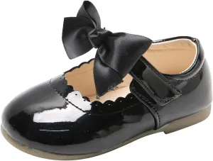 Toddler Girls Slip On Shoes Baby Girl Kids Cute Princess Shoes Fashion Bow Hollow Out Non-slip Leather Flats Shoes T-177 Black 11