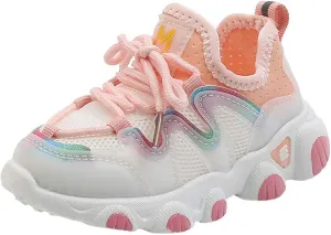 Toddler Girls Sneakers Kids Baby Mesh Breathable Comfortable Lace Up Soft Shoes Slip On Walking Running Tennis Shoes