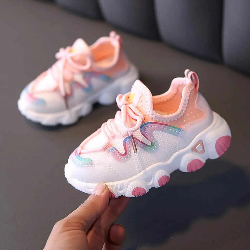 Toddler Girls Sneakers Kids Baby Mesh Breathable Comfortable Lace Up Soft Shoes Slip On Walking Running Tennis Shoes