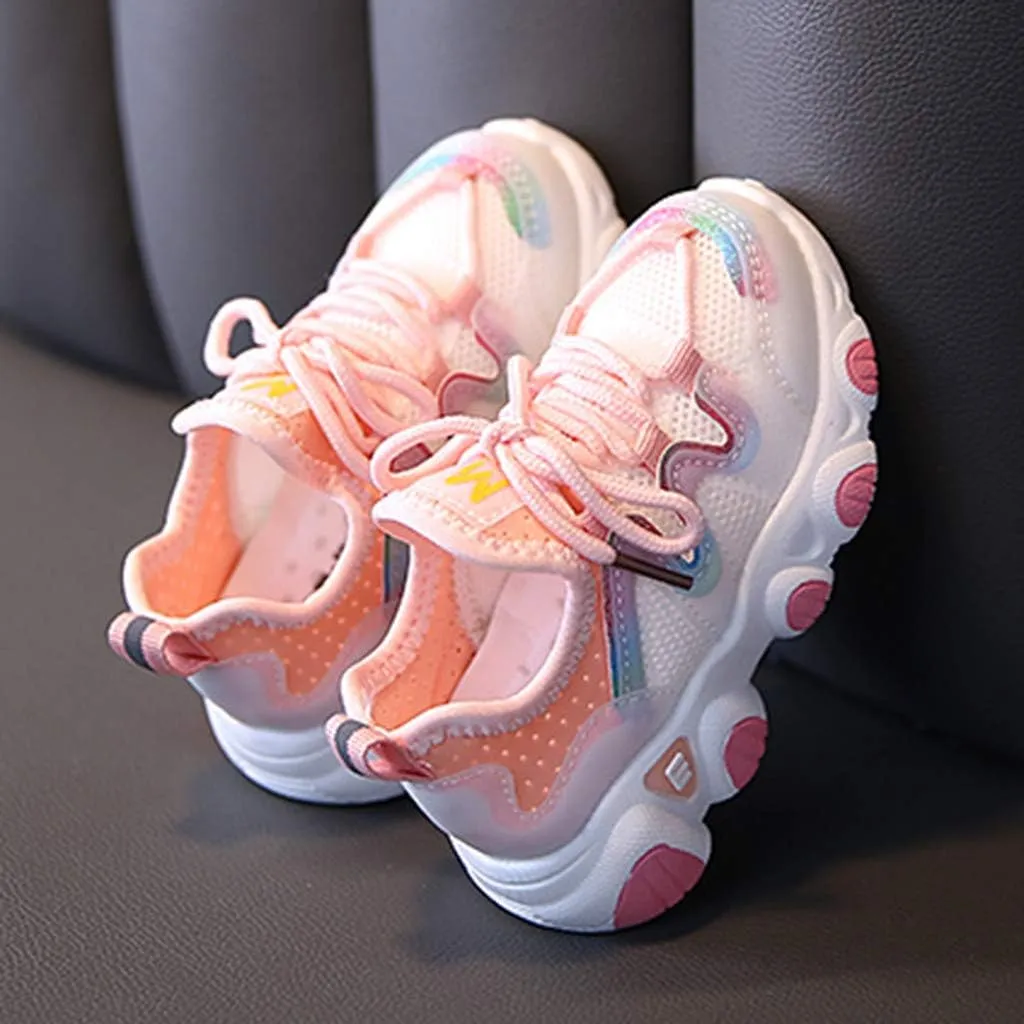 Toddler Girls Sneakers Kids Baby Mesh Breathable Comfortable Lace Up Soft Shoes Slip On Walking Running Tennis Shoes