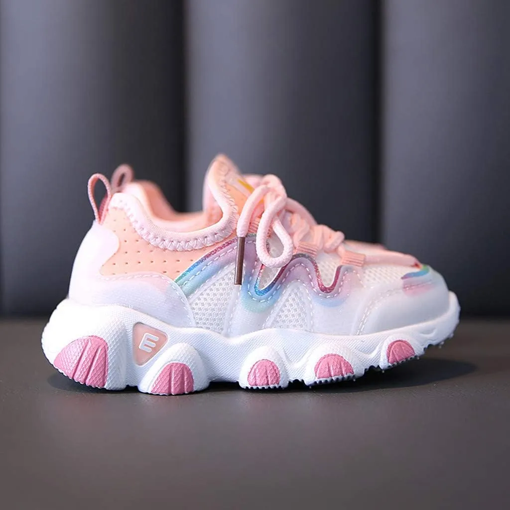 Toddler Girls Sneakers Kids Baby Mesh Breathable Comfortable Lace Up Soft Shoes Slip On Walking Running Tennis Shoes
