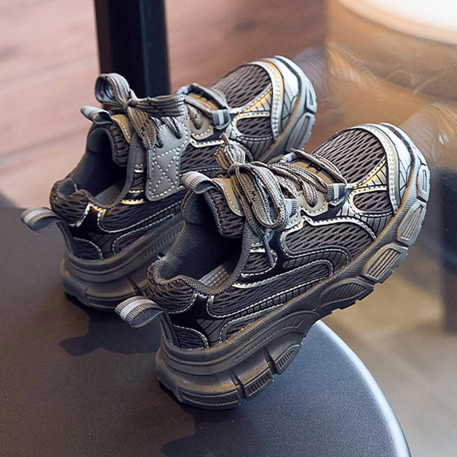 Toddler Sneakers Boys Girls Tennis Shoes Kids Mesh Breathable Sneakers Non Slip Lace-up Running Athletic Sports Shoes
