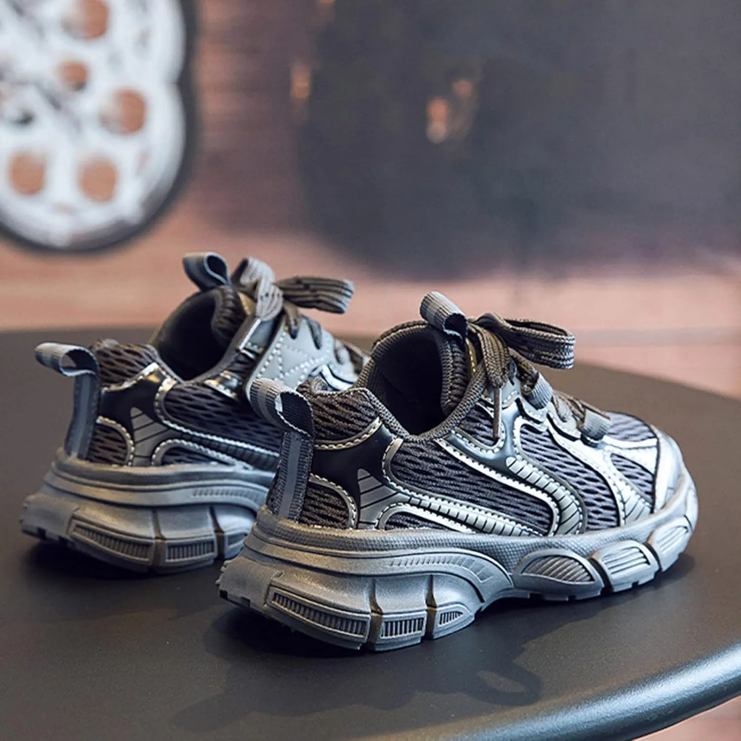 Toddler Sneakers Boys Girls Tennis Shoes Kids Mesh Breathable Sneakers Non Slip Lace-up Running Athletic Sports Shoes