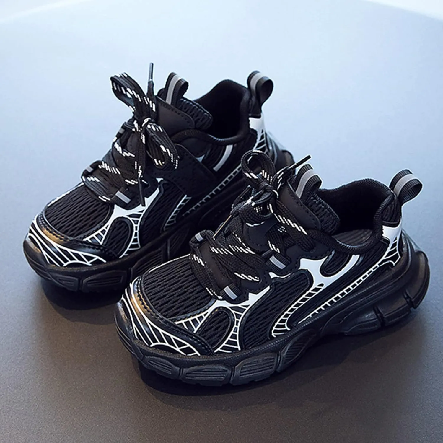 Toddler Sneakers Boys Girls Tennis Shoes Kids Mesh Breathable Sneakers Non Slip Lace-up Running Athletic Sports Shoes