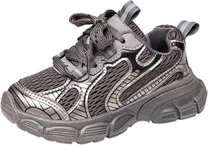 Toddler Sneakers Boys Girls Tennis Shoes Kids Mesh Breathable Sneakers Non Slip Lace-up Running Athletic Sports Shoes