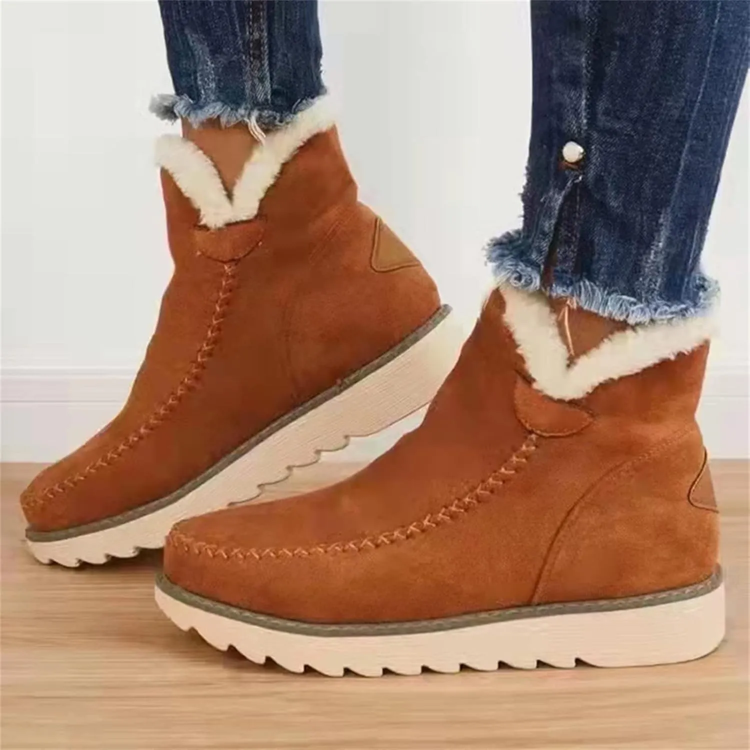 Trending Winter Boots For Women 2024 Snow Boots Warm Ankle Booties Slip On Fur Lined Fashion Casual Loafers Shoes