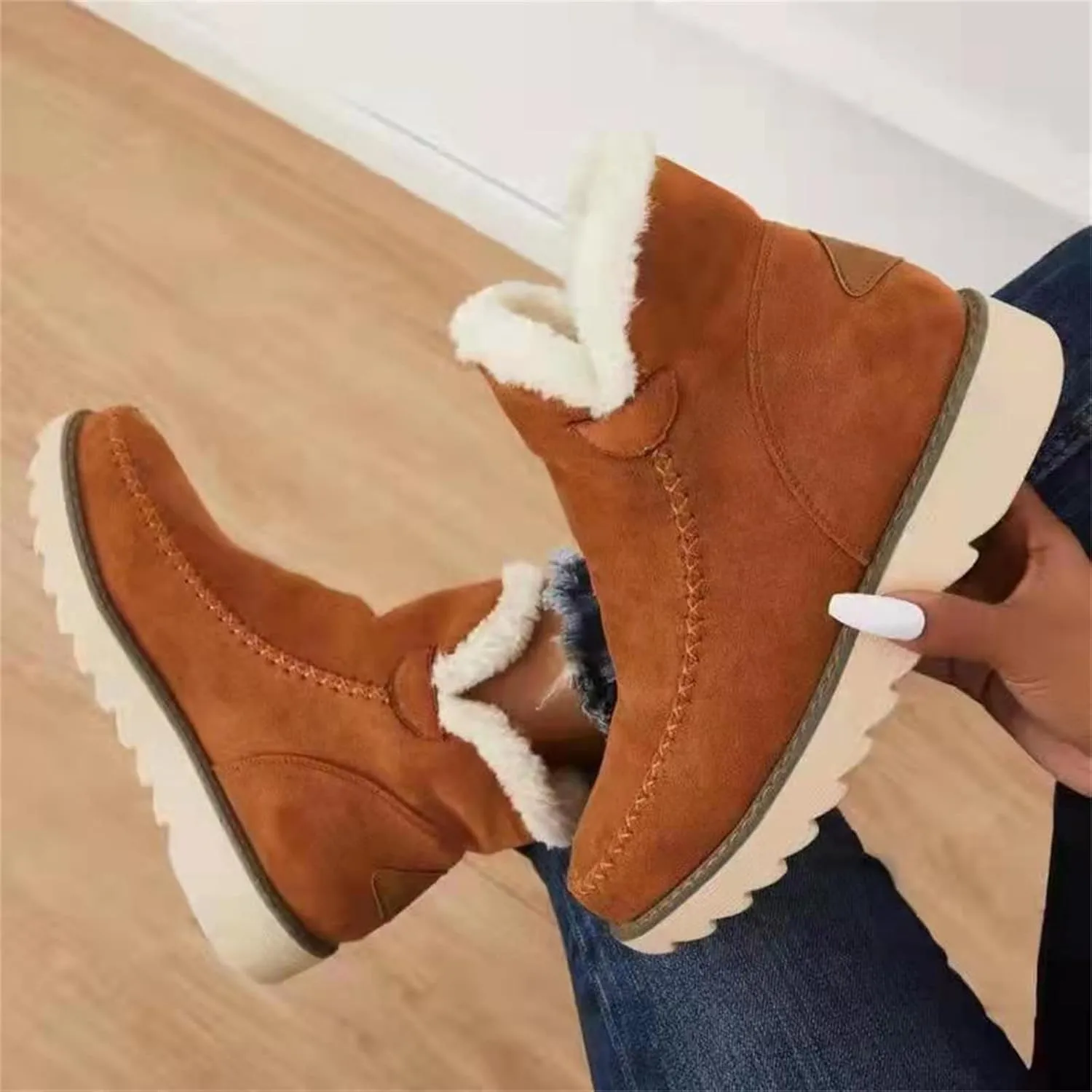 Trending Winter Boots For Women 2024 Snow Boots Warm Ankle Booties Slip On Fur Lined Fashion Casual Loafers Shoes