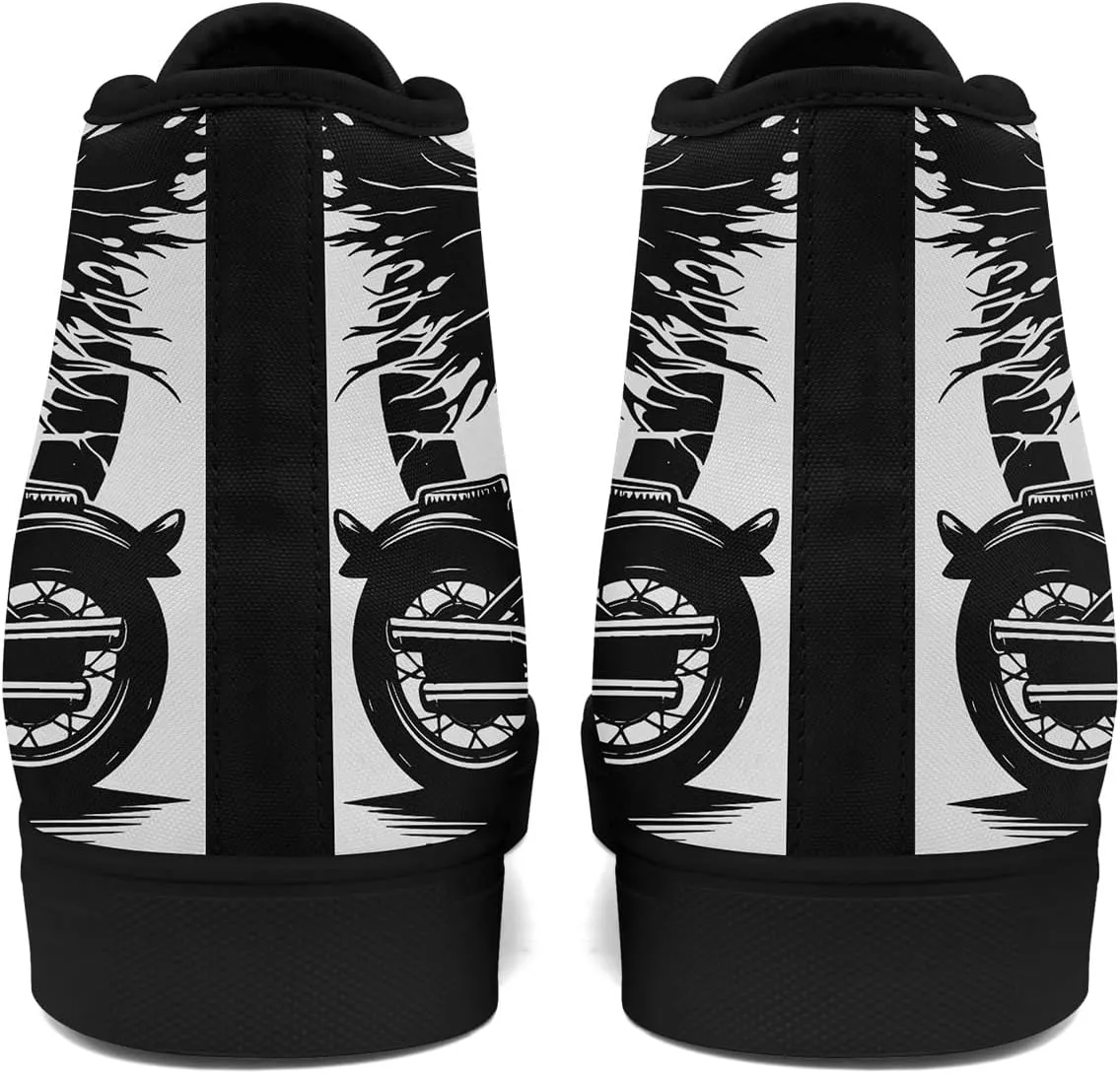 Unisex Skull Shoes High Tops Canvas Sneaker Classic Lace Up Fashion Shoes Casual Flat Walking Shoes