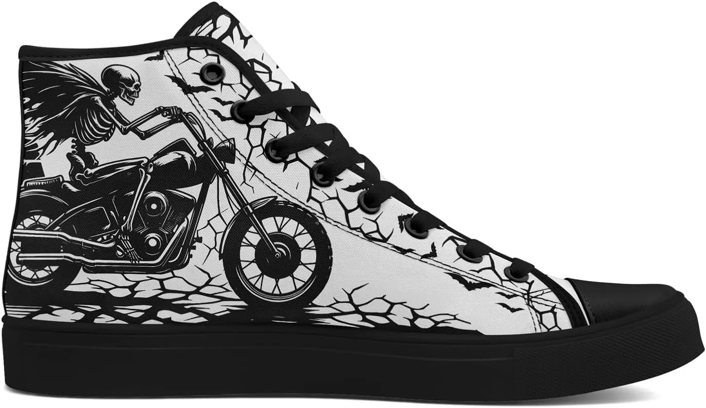 Unisex Skull Shoes High Tops Canvas Sneaker Classic Lace Up Fashion Shoes Casual Flat Walking Shoes