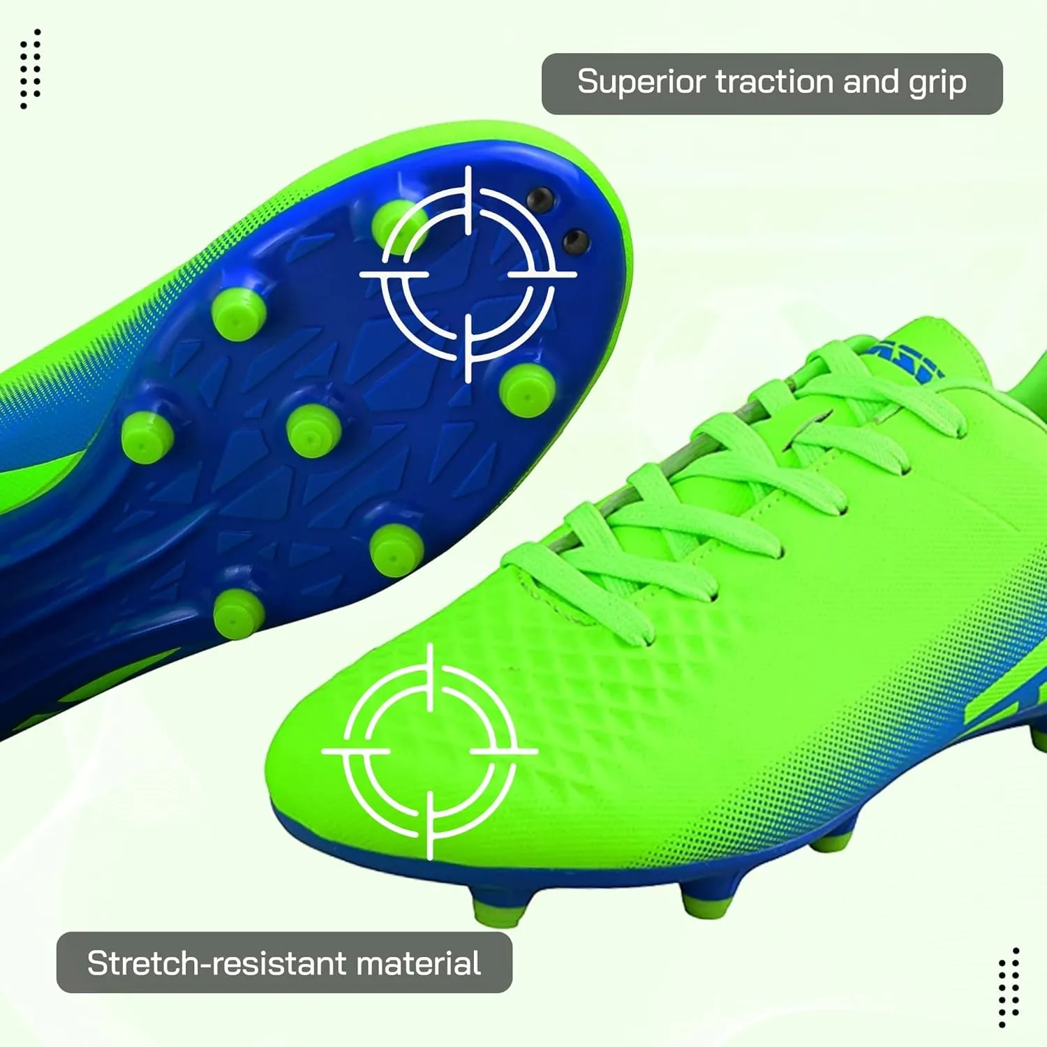 Vizari Santos Firm Ground Kids Soccer Cleats | Girls and Boys Soccer Cleats Embossed Synthetic Upper with Built-in Sock | Football Shoes with Molded TPU Outsole for Maximum Traction