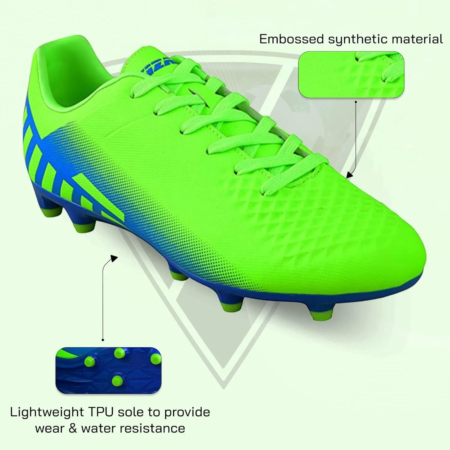 Vizari Santos Firm Ground Kids Soccer Cleats | Girls and Boys Soccer Cleats Embossed Synthetic Upper with Built-in Sock | Football Shoes with Molded TPU Outsole for Maximum Traction