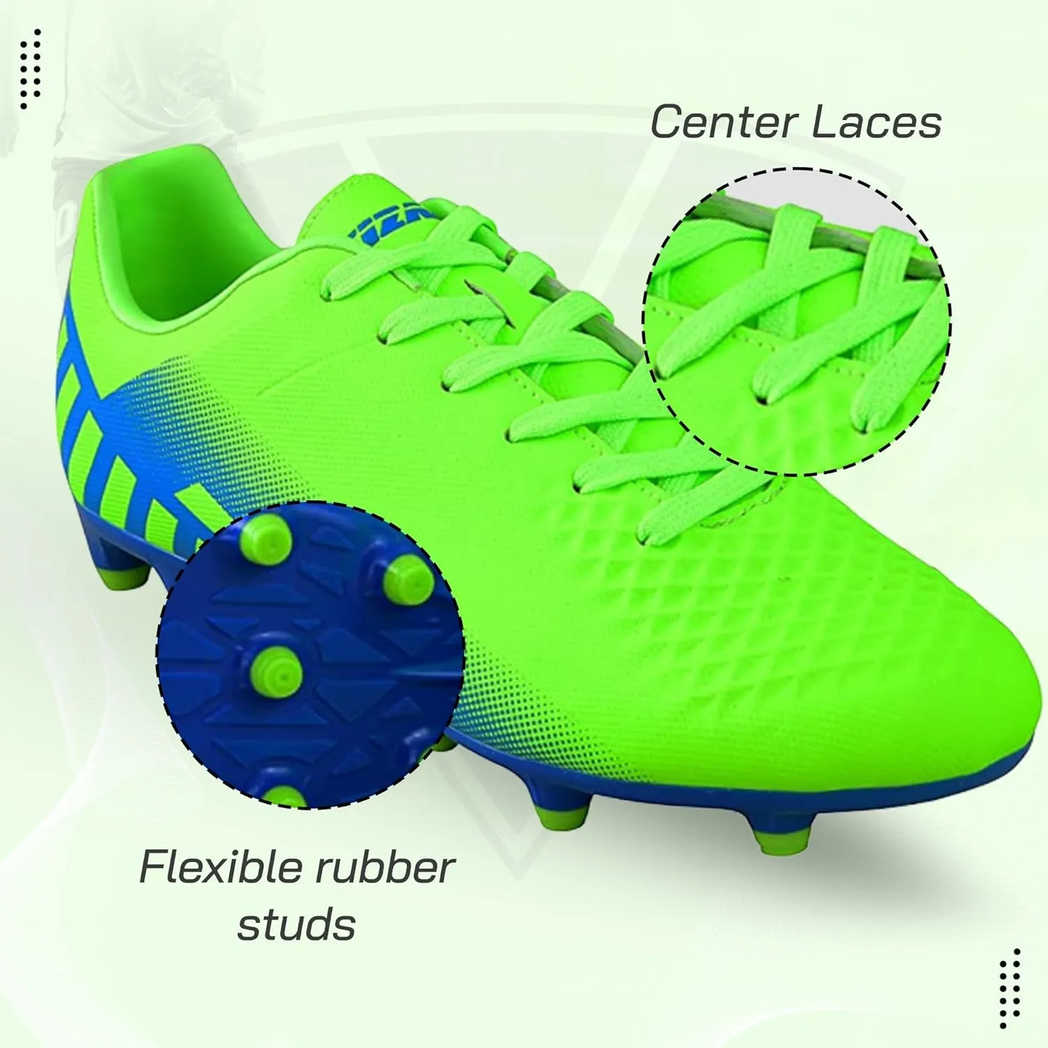 Vizari Santos Firm Ground Kids Soccer Cleats | Girls and Boys Soccer Cleats Embossed Synthetic Upper with Built-in Sock | Football Shoes with Molded TPU Outsole for Maximum Traction