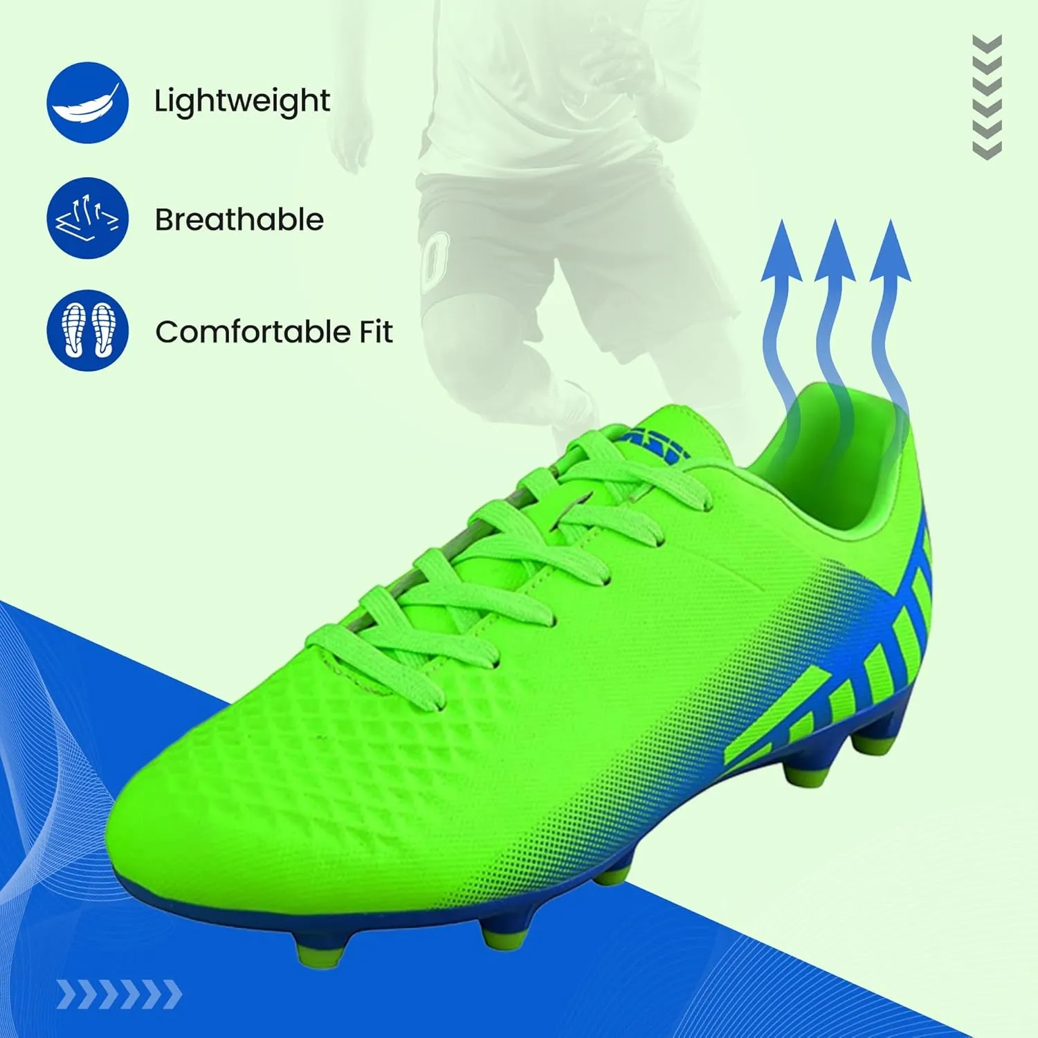 Vizari Santos Firm Ground Kids Soccer Cleats | Girls and Boys Soccer Cleats Embossed Synthetic Upper with Built-in Sock | Football Shoes with Molded TPU Outsole for Maximum Traction