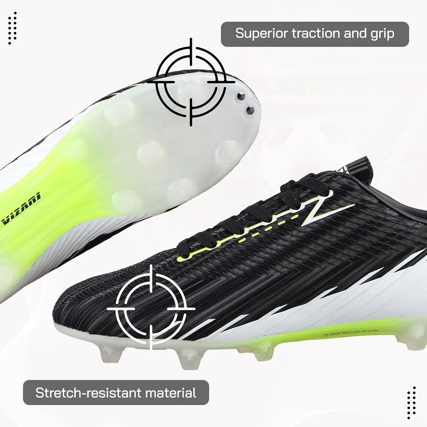Vizari Tesoro Firm Ground Soccer Cleats for Mens - Lightweight & Durable Adult Soccer Cleats with Enhanced Traction - Mens Soccer Shoes with Padded Heel & Anti-Stretch Lining