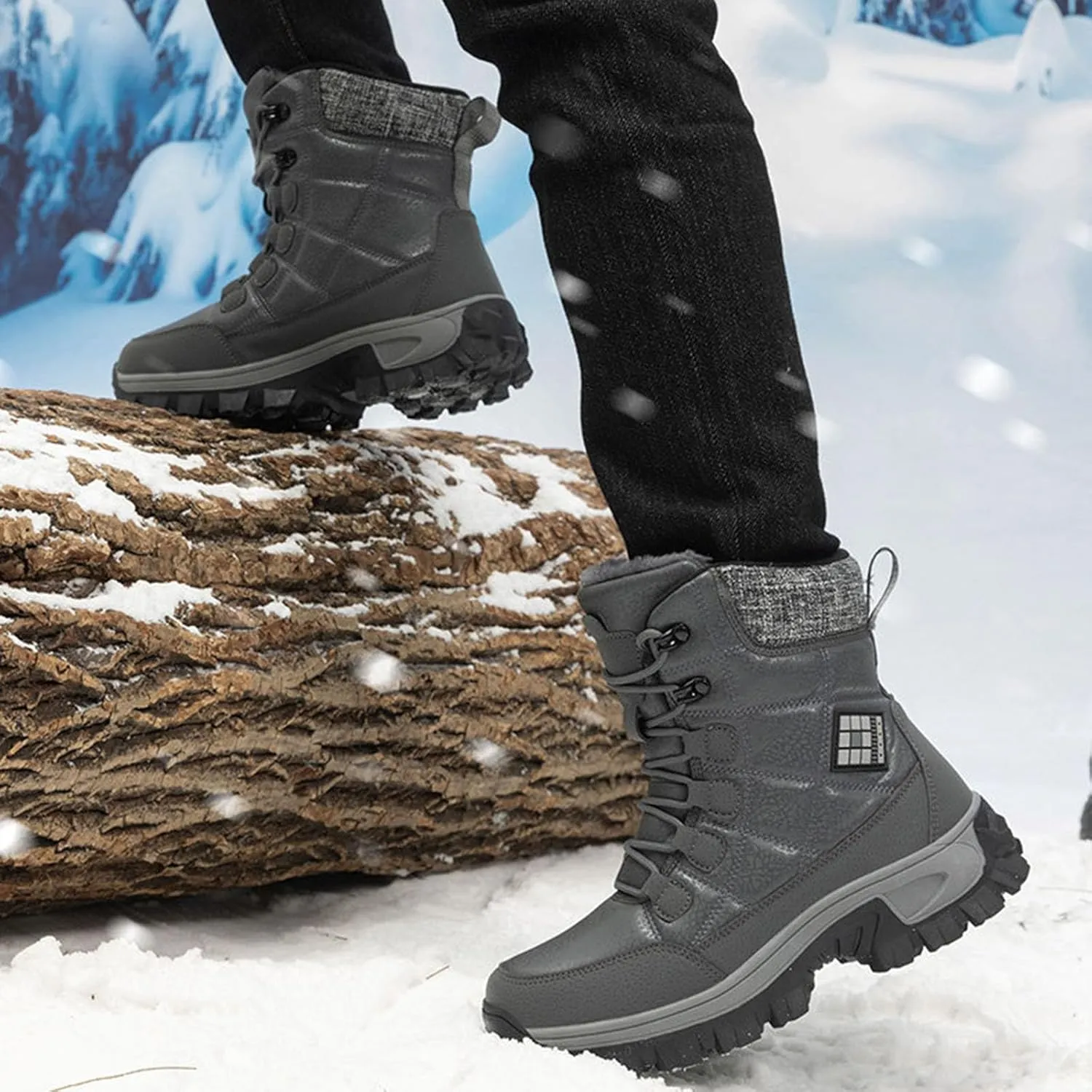Winter Boots for Women Couple Boots Waterproof Snow Boots Padded Thickened Mid Calf Warm Walking Shoes